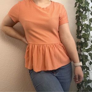 LC Lauren Conrad Peach Peplum Top